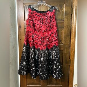 Dress Barn Red & black sleeveless dress woman’s size 16